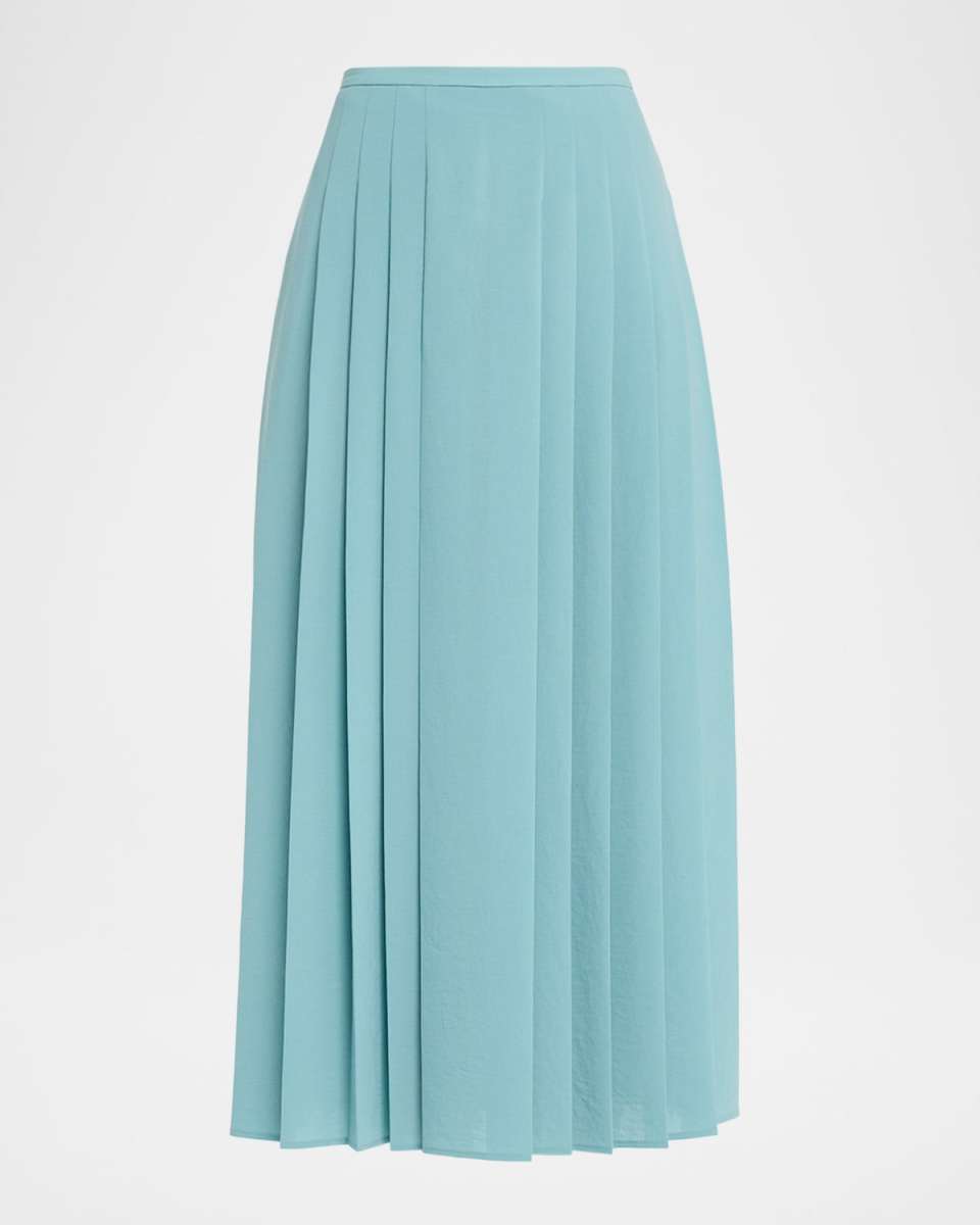 Crete Straight Pleated Midi Skirt
